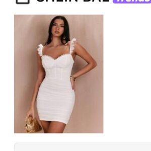 SHEIN Elegant White Ruffle Strap Mini Dress